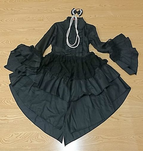 大きいサイズ□蝙蝠振袖3段フリルゴスロリ□ロングブラウス
